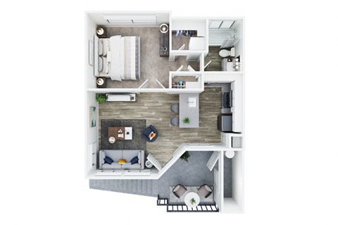 Floor plan for 1 bed, 1 bath, 650 sqft